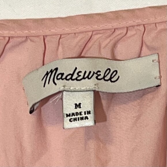Madewell Women’s Pink Tunic Dress Medium Size V Neck 100% Cotton Drop Waist - Picture 5 of 8